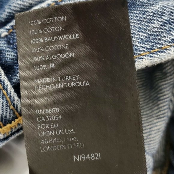 BDG Womens Jeans 24 Blue High Rise Relaxed Straight Button Fly Distressed Denim - Picture 7 of 10